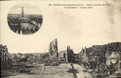 CPA Arras Avant et apres Guerre Vue generale Militaria