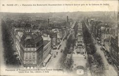 VINTAGE POSTCARD Paris Panorama of the Beaumarchais Boulevards and Richard Lenoir taken of the column of July
