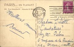 VINTAGE POSTCARD Paris While Strolling Bridge Alexandre III