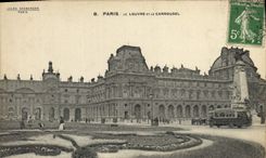 VINTAGE POSTCARD Paris Louvre And the Carousel