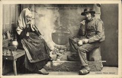 CPA Distraction des vieux jours La pipe et le Flip Folklore Quimper