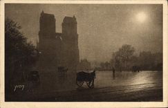 VINTAGE POSTCARD Paris the Square of Notre Dame