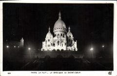 CPA Paris La Nuit La Basilique du Sacre Coeur