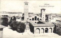 VINTAGE POSTCARD Milano Panorama S Ambrogio