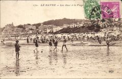 Juegos de Le Havre de la POSTAL de la VENDIMIA con la playa