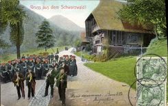 VINTAGE POSTCARD Gruss aus dem Schwarzald Folklore