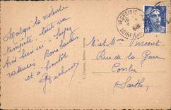 VINTAGE POSTCARD Croisic Towards the point the coprs of guard and the menhir of Pierre long