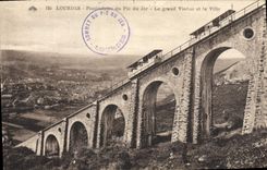 VINTAGE POSTCARD Heavy Funicular of the Peak of Jer the large viaduct and the city
