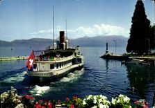 MODERN CARD Evian Les Bains On the way For the Turn of the Lake on the boat Switzerland