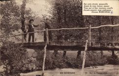 VINTAGE POSTCARD In Auvergne On the Footbridge