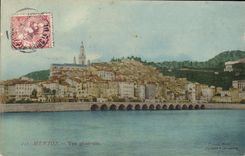 De la VENDIMIA de la POSTAL estampilla de Mónaco de la opinión Menton