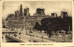 VINTAGE POSTCARD Paris the Bridge D' Arcole And the Town hall