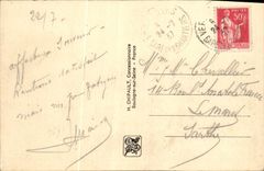 VINTAGE POSTCARD International exhibition Paris 1937 Overall picture catch of Trocadero Eiffel Tower