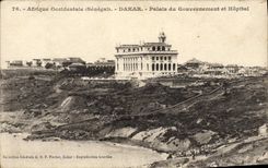 VINTAGE POSTCARD Senegal Palate of the government and Dakar hospital