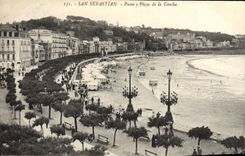 VINTAGE POSTCARD San Sebastian Paseo Playa Of Concha