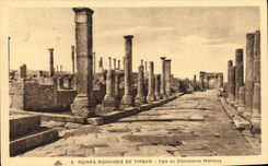 VINTAGE POSTCARD Roman ruins De Timgad Sees Of Decumanus Maximus