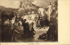 VINTAGE POSTCARD Musee Of Versailles Charlemagne Recoit has Paderborn the tender of Witkind