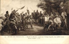 VINTAGE POSTCARD Musee Of Versailles Battles De Bouvines gagnee by Philippe Auguste Horace Vernet