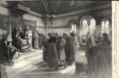 CPA Compiegne Hotel De Ville Peinture De Fournier Saloveze Louis VII le Jeune accorde une charte de commune 