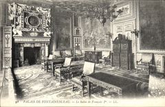 VINTAGE POSTCARD Palate De Fontainebleau the Living room Of François 1st