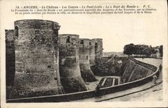 CPA Angers Le Chateau Les Douves Le Pont Levis Le Bout du monde