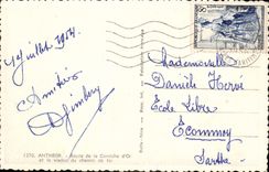 Camino de Antheor de la POSTAL de la VENDIMIA de la cornisa del oro y el viaducto del ferrocarril