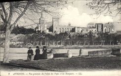 Opinión de Avignon de la POSTAL de la VENDIMIA del paladar de los papas y de las paredes