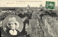 CPA Angers Vue Generale Et Coiffe De I'Anjou Folklore