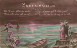 VINTAGE POSTCARD Twilight Woman Soldier militaria Anchor