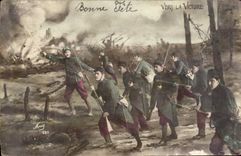 VINTAGE POSTCARD Towards the Victoire Militaria Soldier