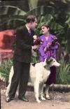 CPA Fantaisie Femme Chien Colley