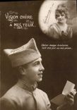 VINTAGE POSTCARD Fantaisie Woman Soldier Man Dear Vision has My Yeux