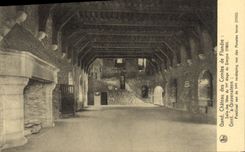 VINTAGE POSTCARD Ghent Castle of the Counts de Flandre Village hall of the 1st stage of the keep