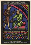 VINTAGE POSTCARD Corporations según los vidrios manchados de la catedral de Chartres el zapatero