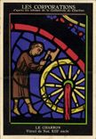 CPA Les Corporations d'Apres les Vitraux de la Cathedrale de Chartres Le charron Aspirine Usines du Rhone