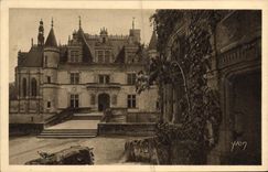 POSTAL Chenonceaux de la VENDIMIA el ala Thomas Bohier del castillo y detalle de la torre de las marcas