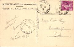 VINTAGE POSTCARD Chinon Turn of the Mill and Valley of Vienna