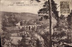 VINTAGE POSTCARD Clecy Panorama On Orne and the Viaduct