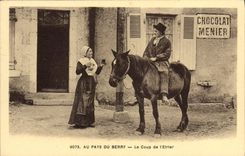 VINTAGE POSTCARD With the Country Of Berry One for the road Folklore Horse Menier Chocolate