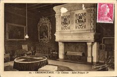 POSTAL Chenonceaux de la VENDIMIA la sala de estar 1ra de François del castillo