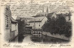 POSTAL Chartres de la VENDIMIA vista en Evre tomado del puente de la masacre