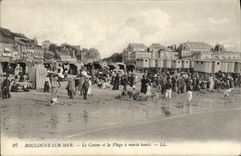 VINTAGE POSTCARD Boulogne On Sea the Casino and the Beach has high tide