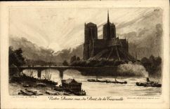 CPA Paris Notre Dame vue du pont de la Tournelle