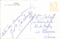 POSTAL MODERNA Annecy el lago y sus barcos de los veleros