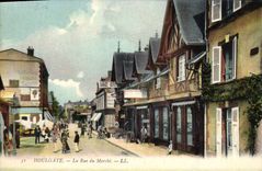 VINTAGE POSTCARD Houlgate the Street of the Market Garage Cars