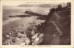 VINTAGE POSTCARD Binic Beach of Before Port