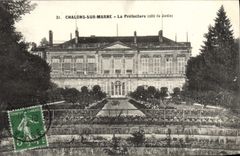 VINTAGE POSTCARD Chalons On the Marne the Prefecture Dimensions garden