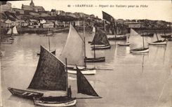 CPA Granville Depart des Voiliers Pour la Peche Bateaux