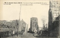 VINTAGE POSTCARD Givenchy Remainders of the Militaria Church