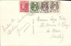 POSTAL Castle De Josselin Ditches de la VENDIMIA transformada actual en jardín